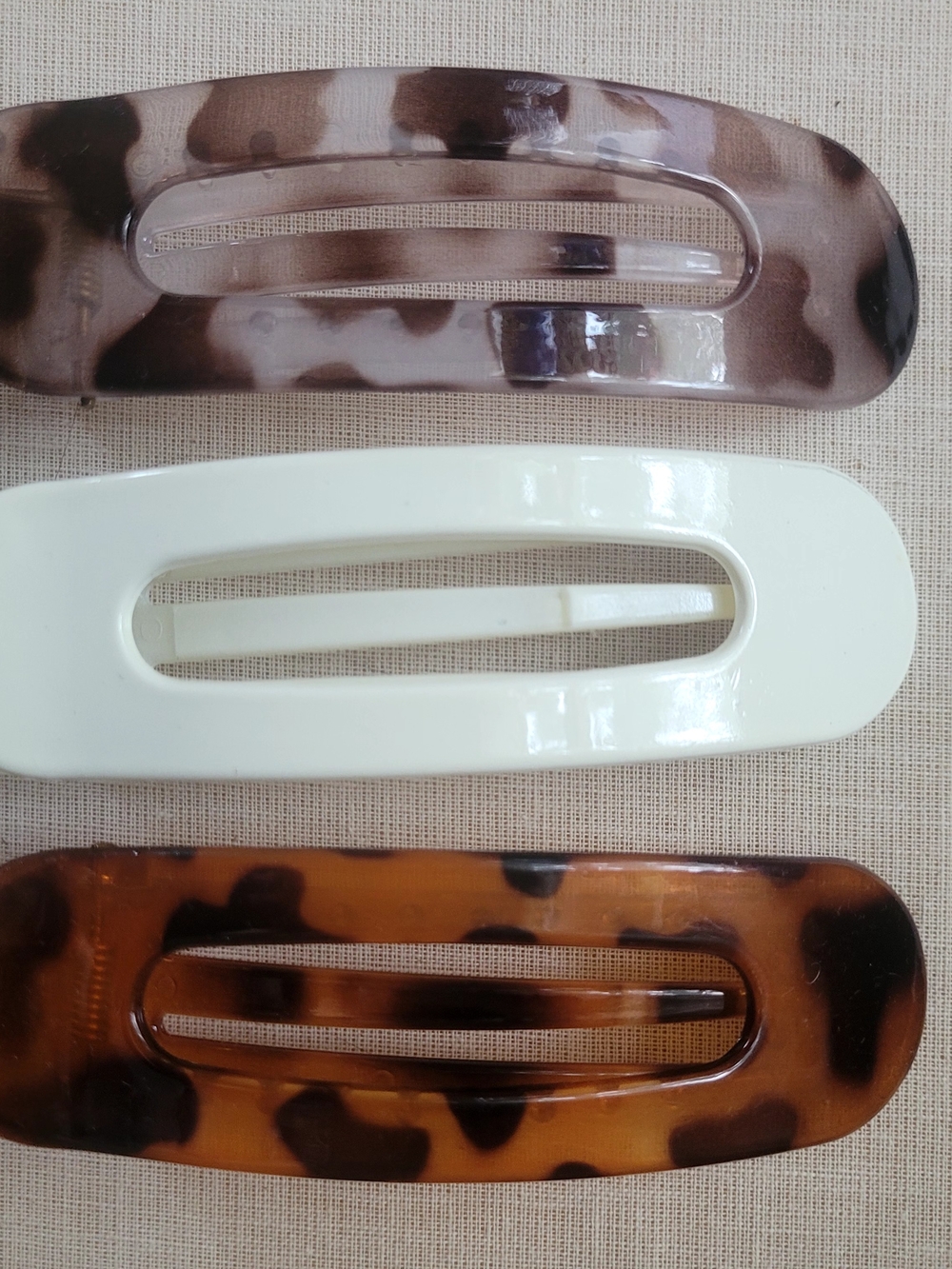 Large Neutral and Tortoiseshell Hair Large Clip Set - White & Brown